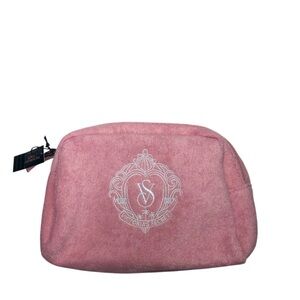 Victoria's Secret Terry Monogram Pink Cosmetic Make-up Bag Headband & Scrunchie